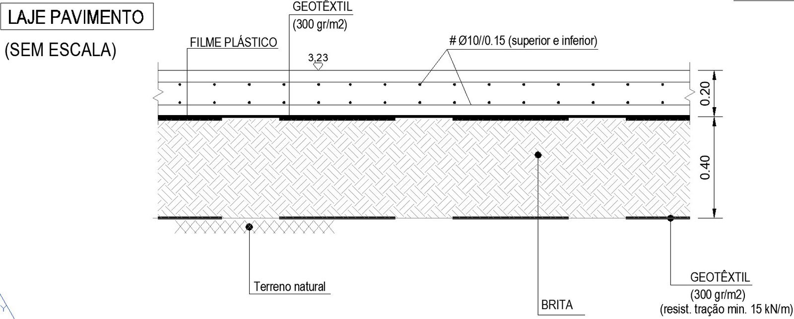 Floor slab section with reinforcement drawing