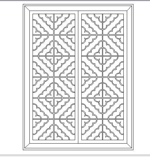 Flower pattern window design cad blocks dwg file
