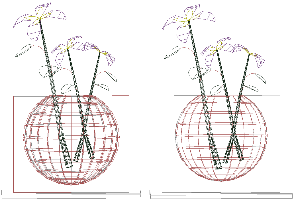Flowers in vase design in 3d with details dxf autocad drawing .