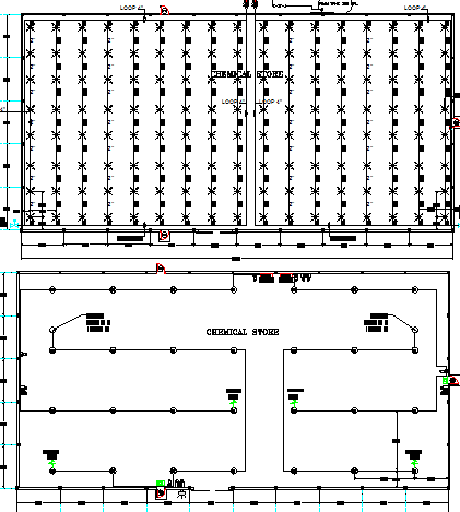 Foam system for chemical store with structure dwg file