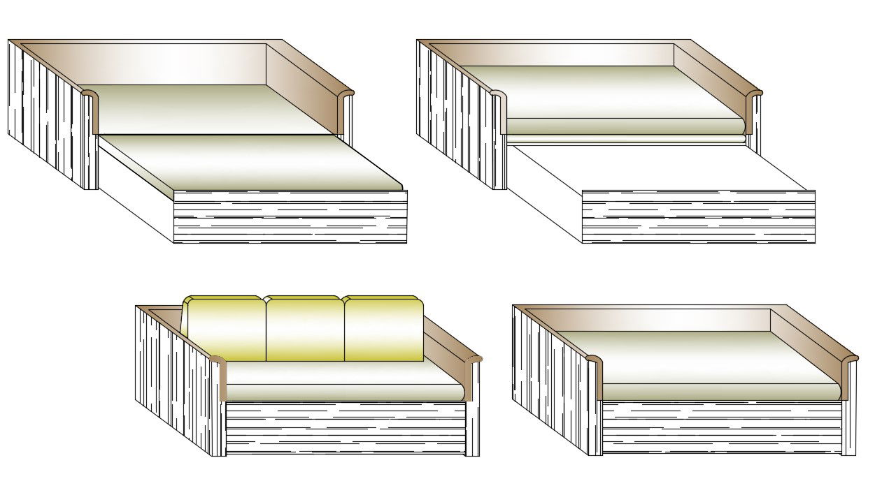 Folding Sofa Bed CAD Block DWG for Space-Saving Furniture Design