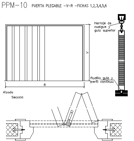 Folding door installation details of office dwg file