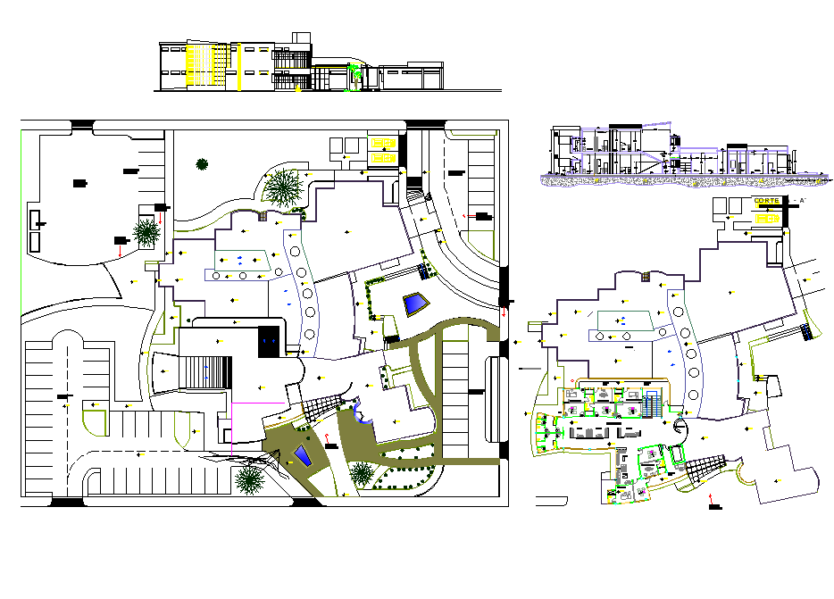 Food markets plan and elevation layout file