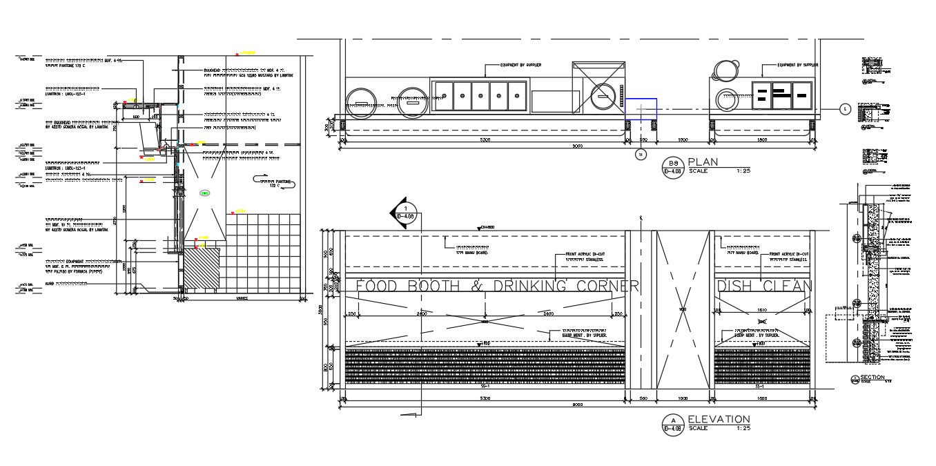 Food Booth And Drinking Counter CAD Drawing DWG File