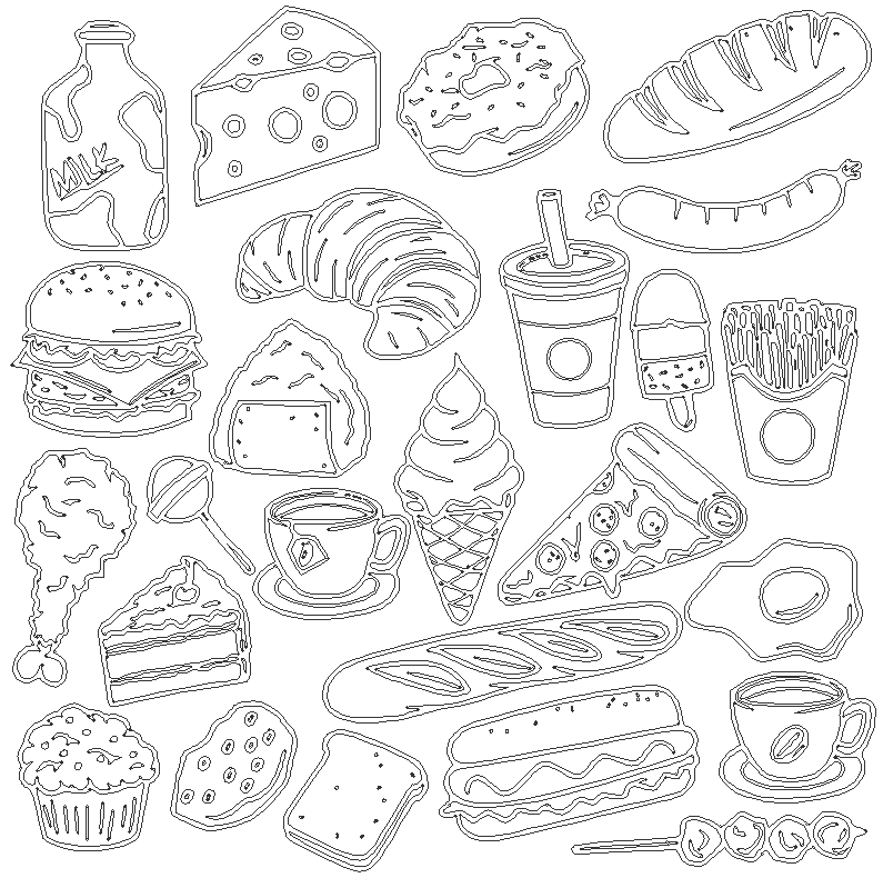 Food and Beverage doodle vector line art DWG AutoCAD file