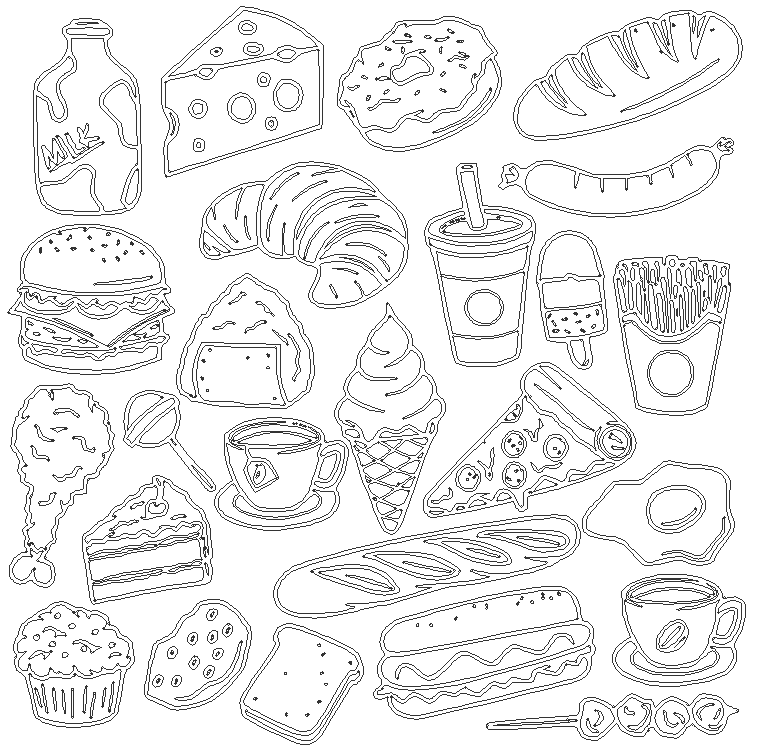 Food doodle vector icon design DWG AutoCAD drawing
