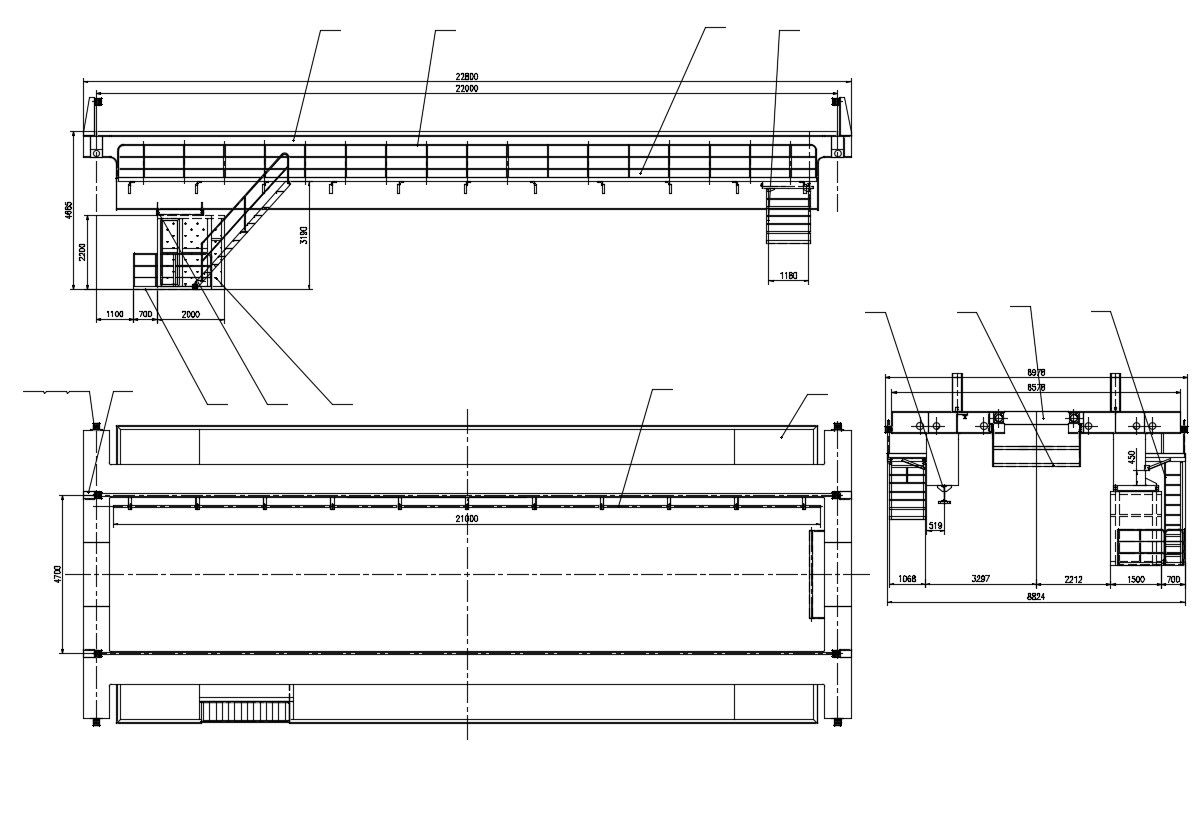 Foot Bridge Elevation With MS Railing AutoCAD File