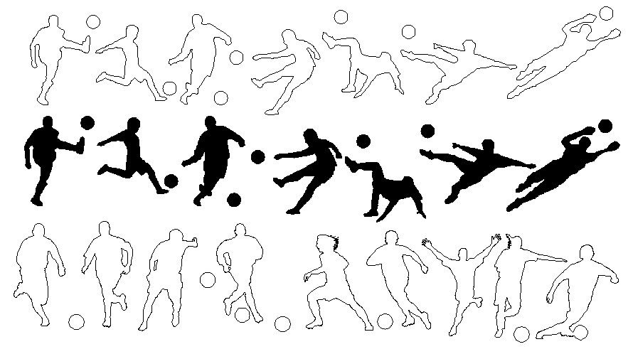 Football player people block dwg file
