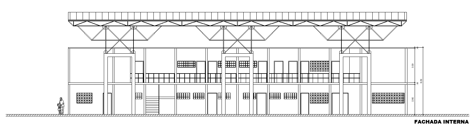 Football ground internal facade cad drawing is given in this cad file. Download this 2d cad file now.