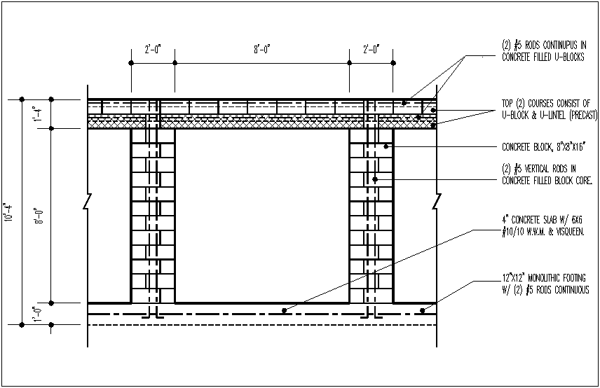 Footing and slab view with detail dwg file