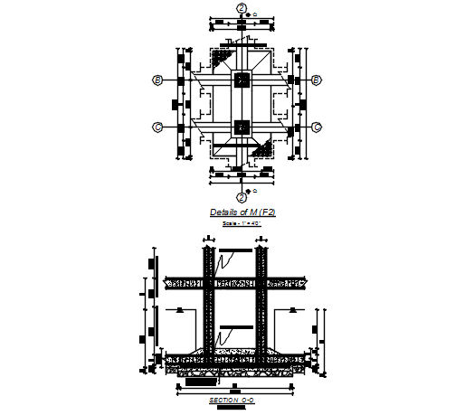 Footing detail pan and section detail dwg file