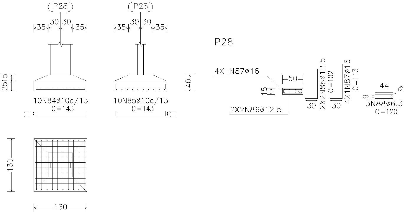 Footing Details in AutoCAD, Dwg file.