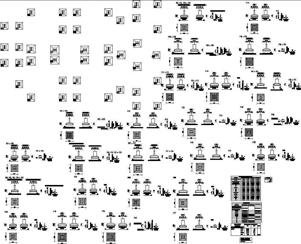 Footing and column blocks Detail AutoCAD, dwg file.