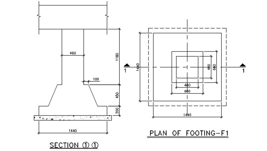 Footing detail drawing. Download autocad drawing file.