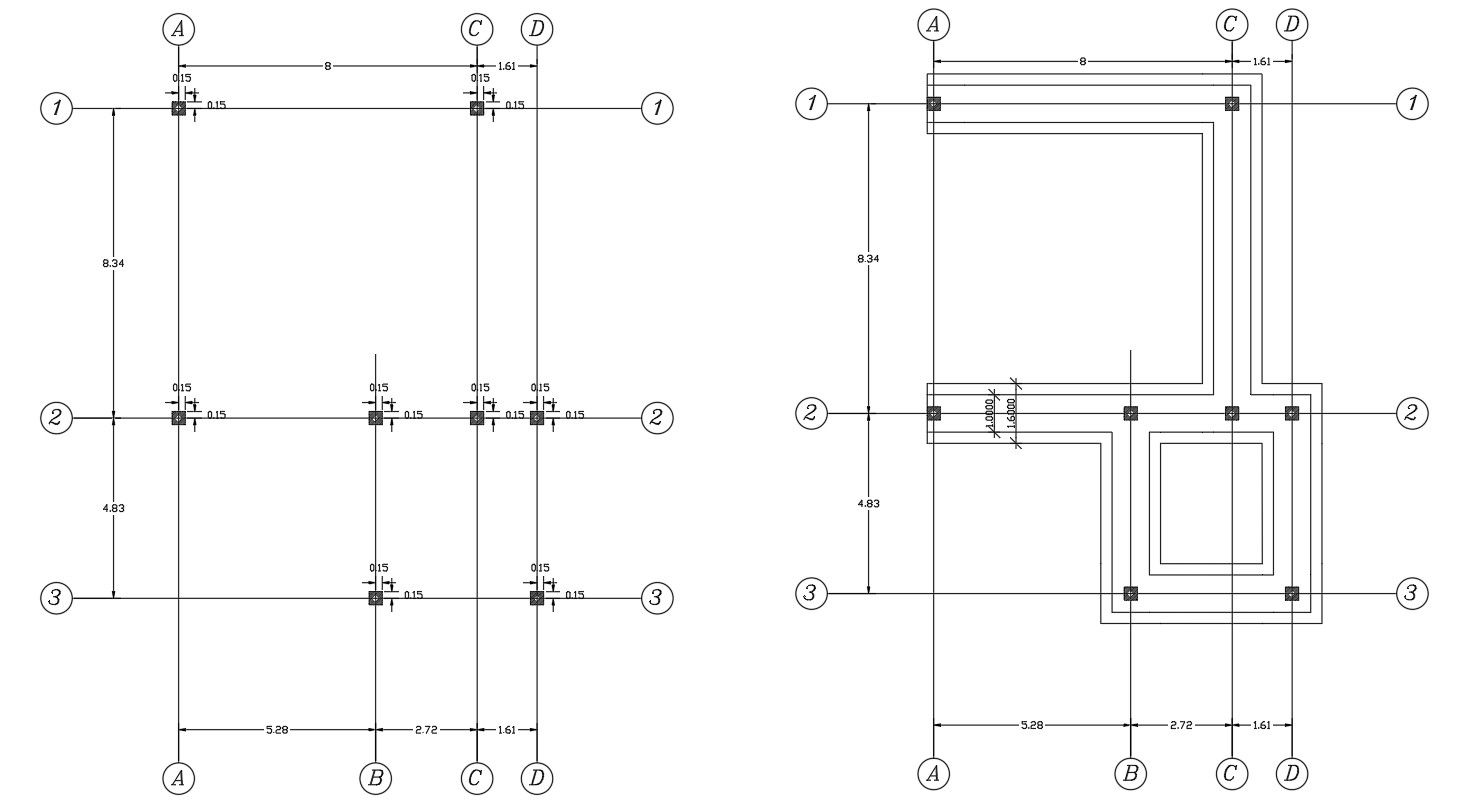 Footing layout details plan in AutoCAD, dwg file.