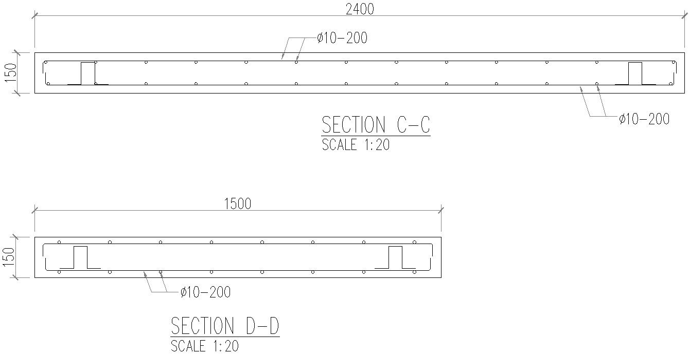 Footing plate section details in AutoCAD, dwg file.