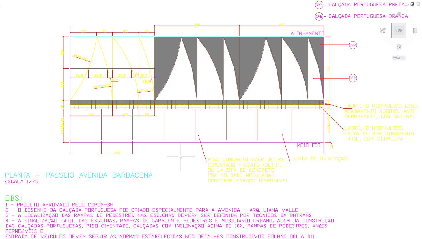Footpath design is given in AutoCAD 2D drawing, CAD file, dwg file