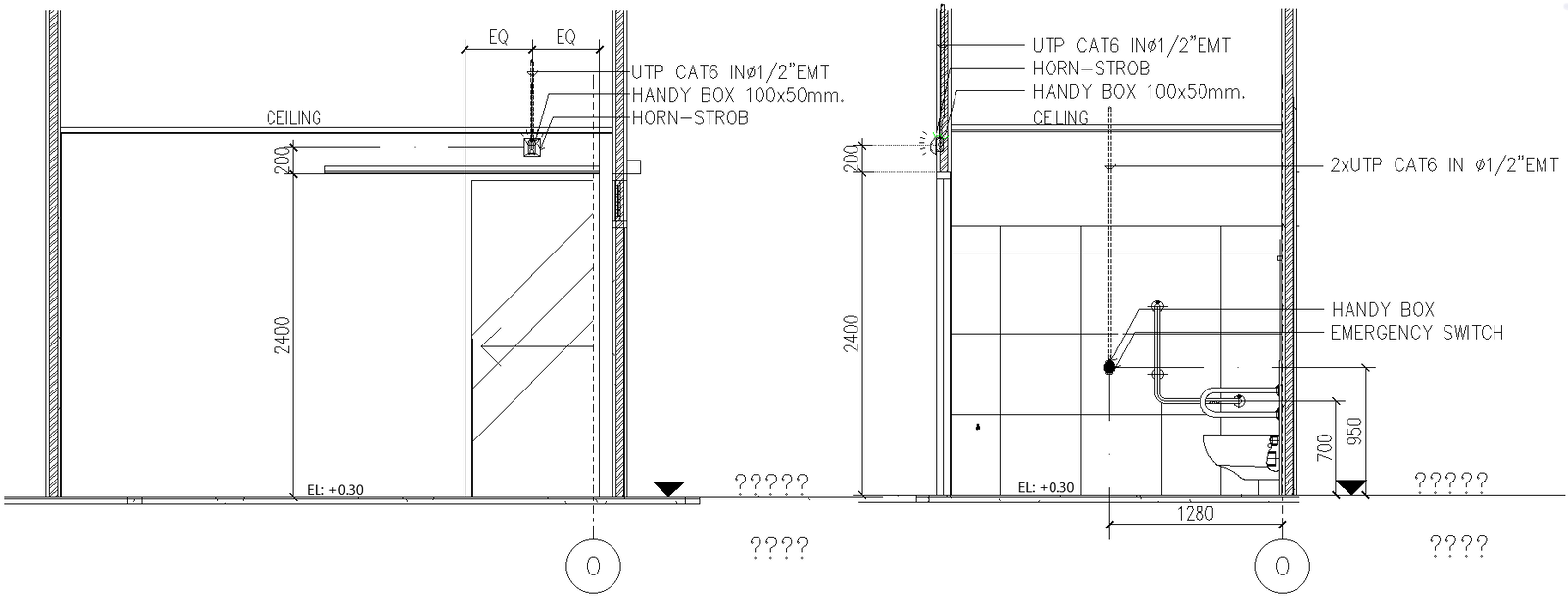 For Toilet Handy box Emergency Switch detail DWG AutoCAD file