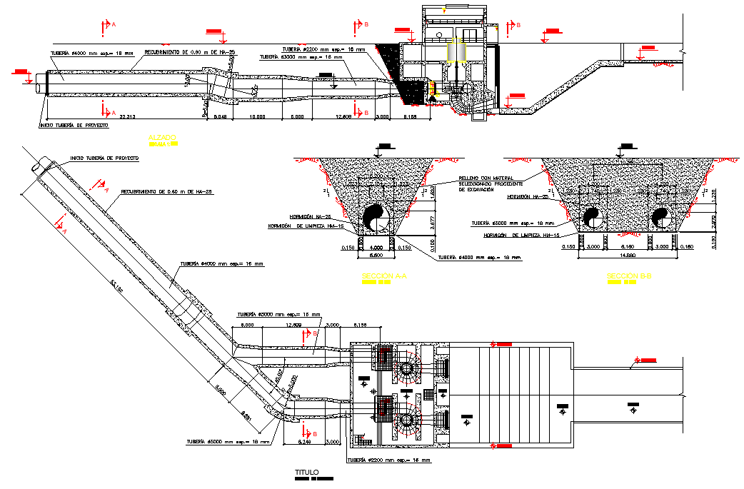 Forced pipe plan detail dwg file