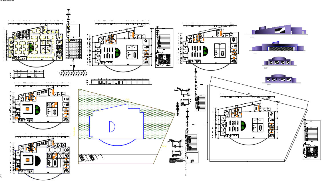 Foreign secretary government building floor plan with elevation view dwg file