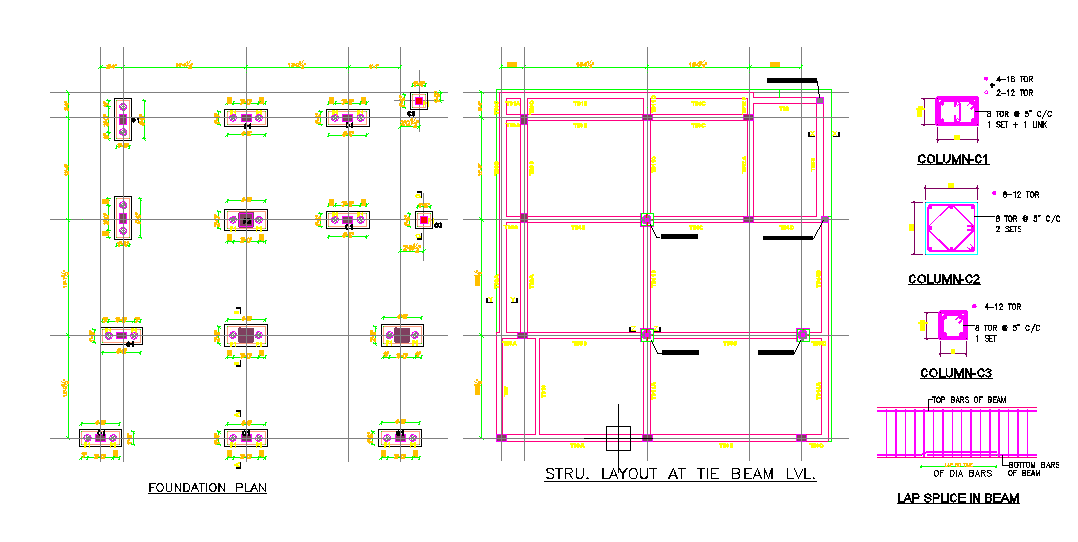 Foundatin Plan And Structure Layout Detail DWG File.