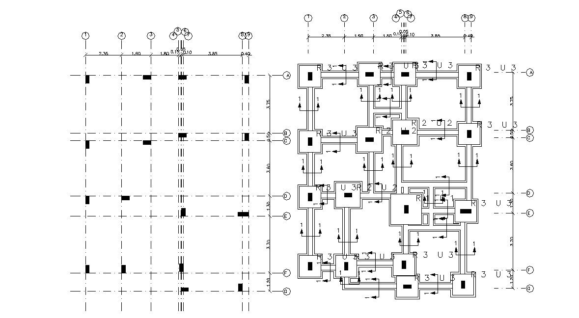 Foundation And Column Layout Plan Drawing