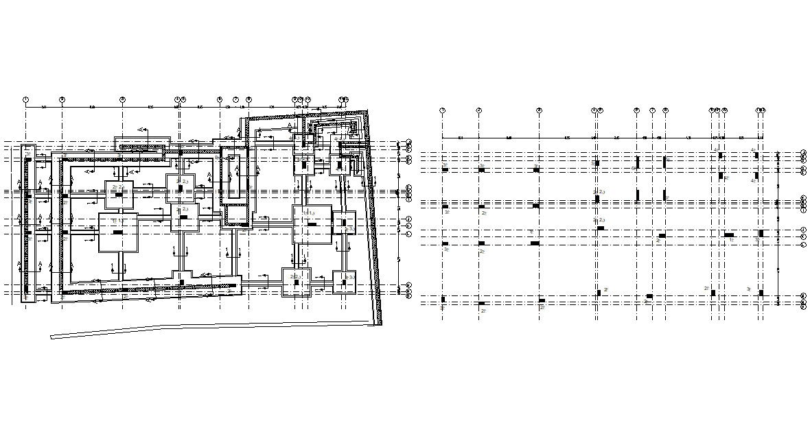 Foundation And Column Layout Plan Of Apartment CAD Drawing