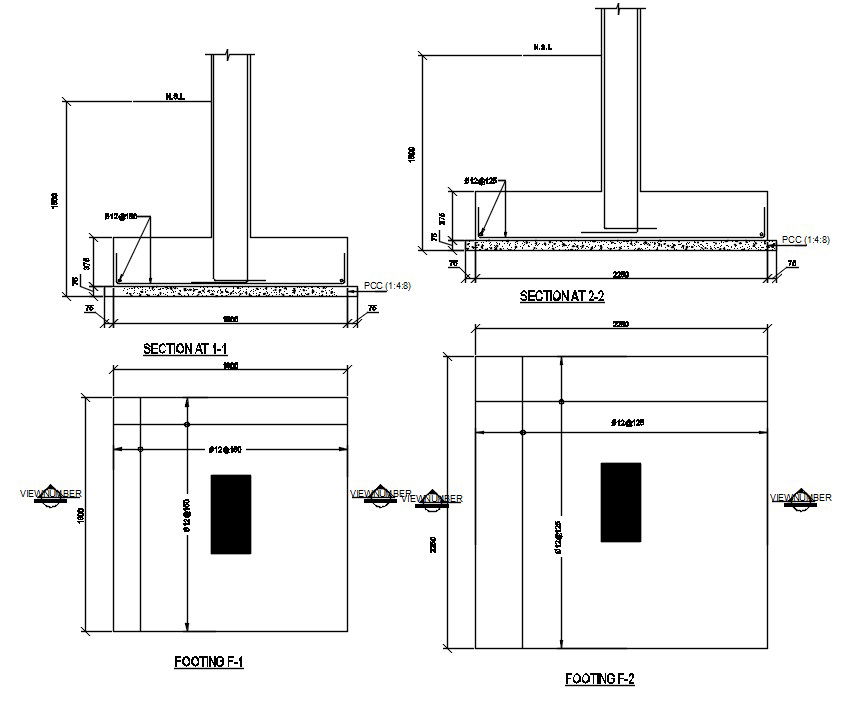 Foundation Column Footing DWG File