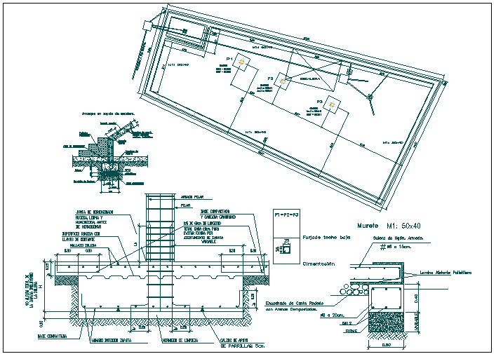 Foundation Structure detail view dwg file