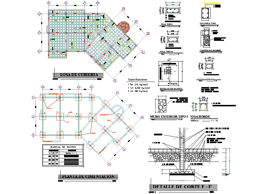 Foundation and beam plan detail dwg file