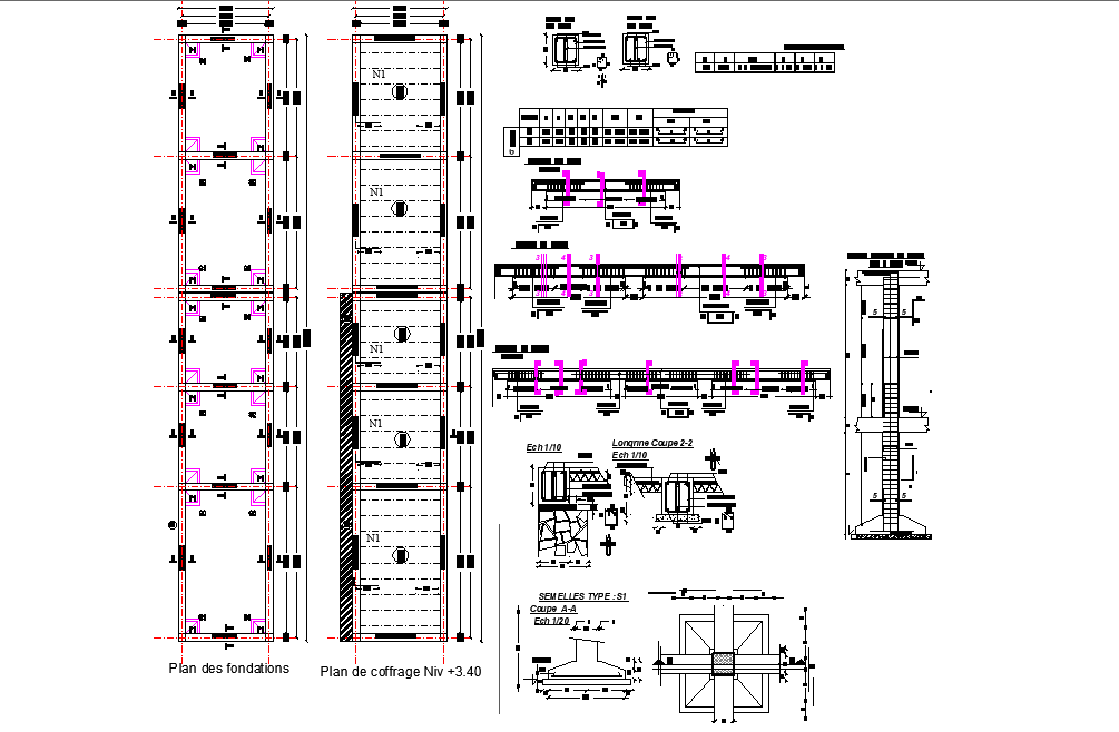 Foundation and beam plan detail dwg file