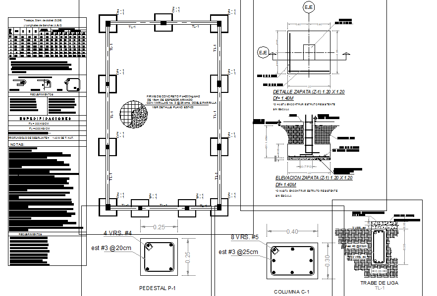 Foundation and column plan detail dwg file