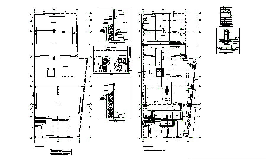 Foundation and cover plan details of house floors dwg file
