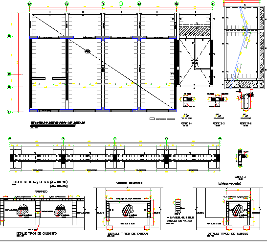 Foundation details of column and beam of school construction dwg file