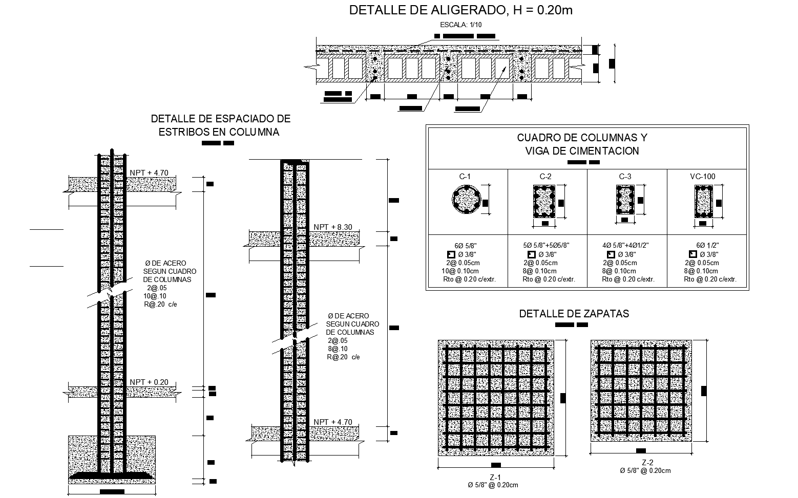 Foundation of multi-use store plan elevation detail dwg file.