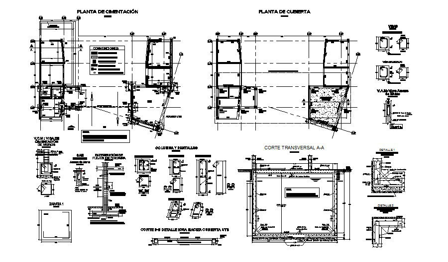 Foundation plan, framing plan and construction details dwg file