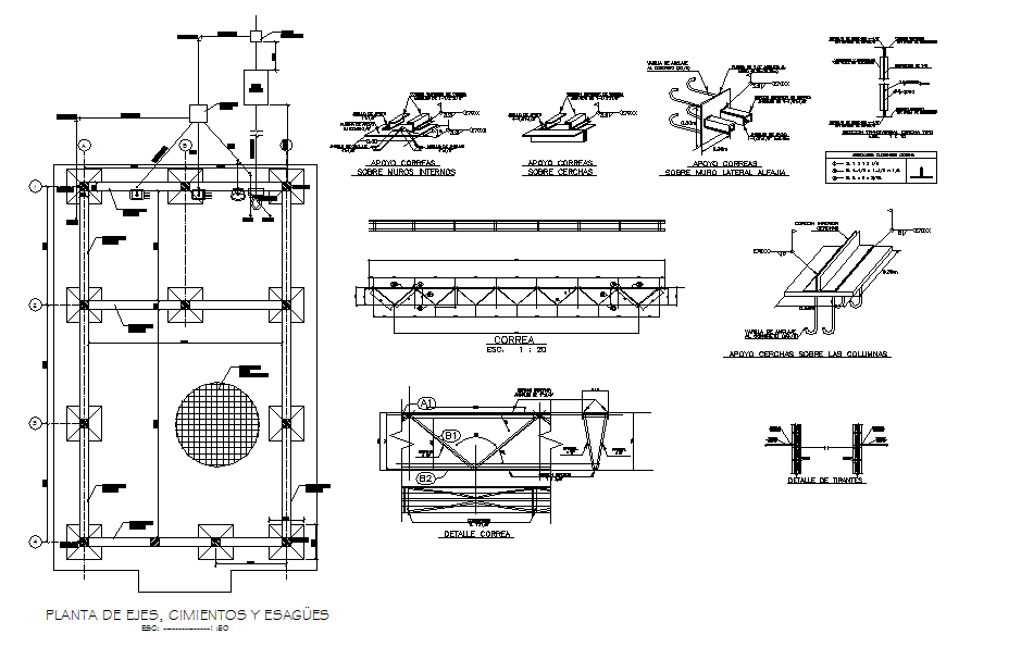 Foundation plan and construction plan detail dwg file