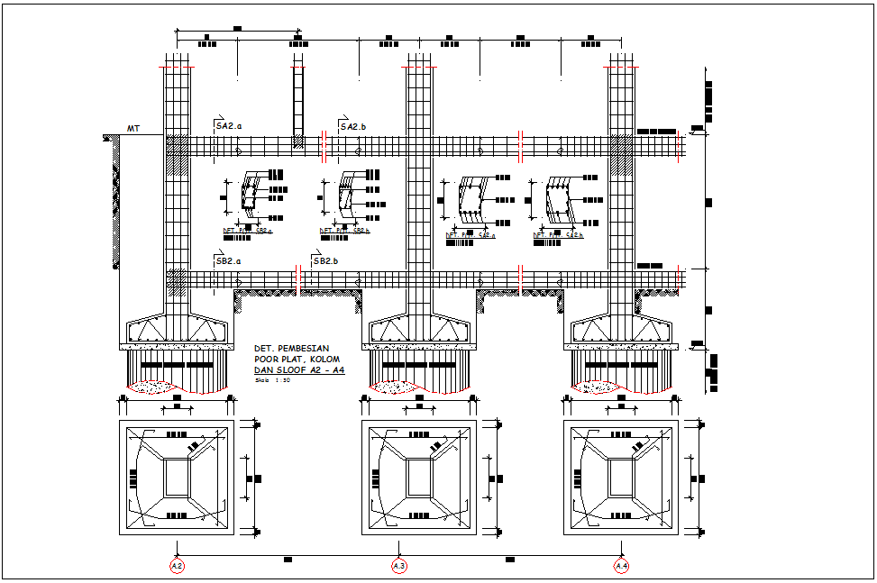 Foundation plan and elevation of column for head quarter auto cad file