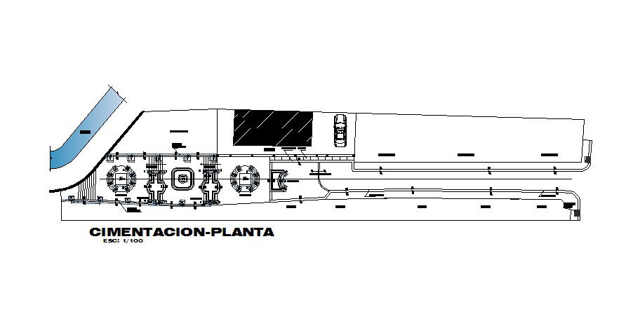 Foundation plan and plant details of corporate building dwg file