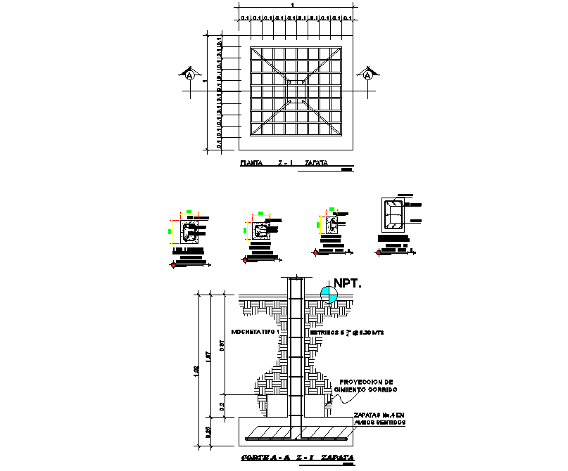 Foundation plan and section autocad file