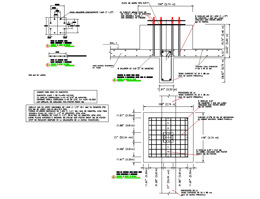 Foundation plan and section autocad file