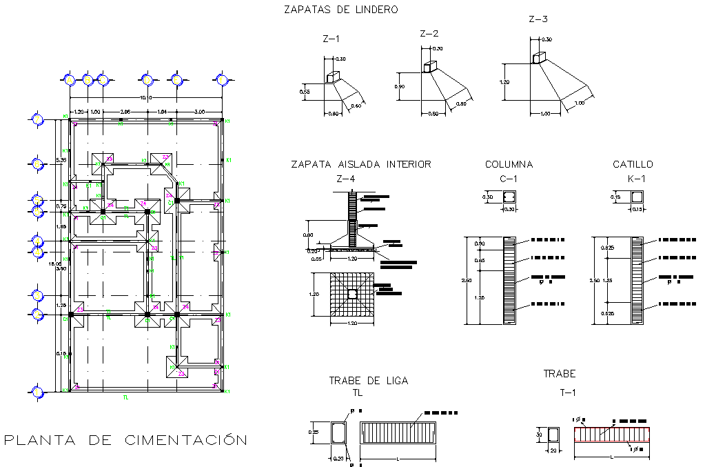 Foundation plan and section autocad file