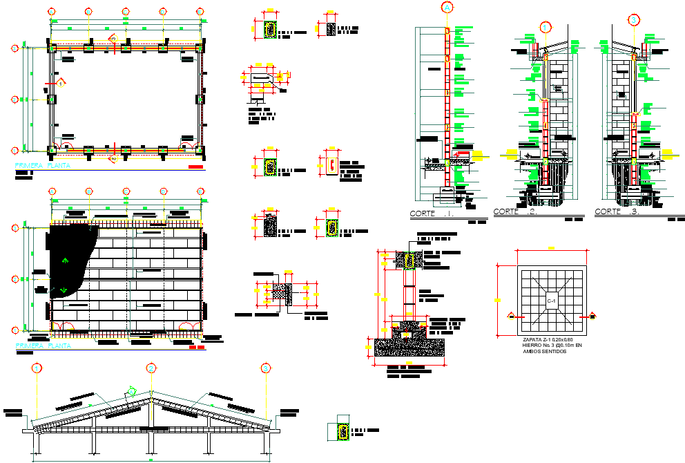Foundation plan and section autocad file