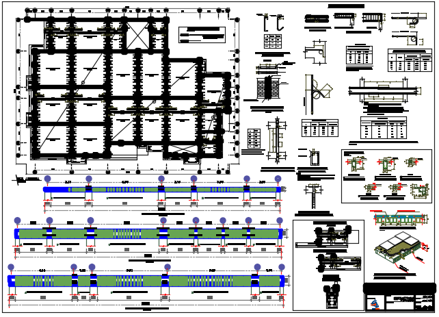 Foundation plan and section center line plan detail dwg file