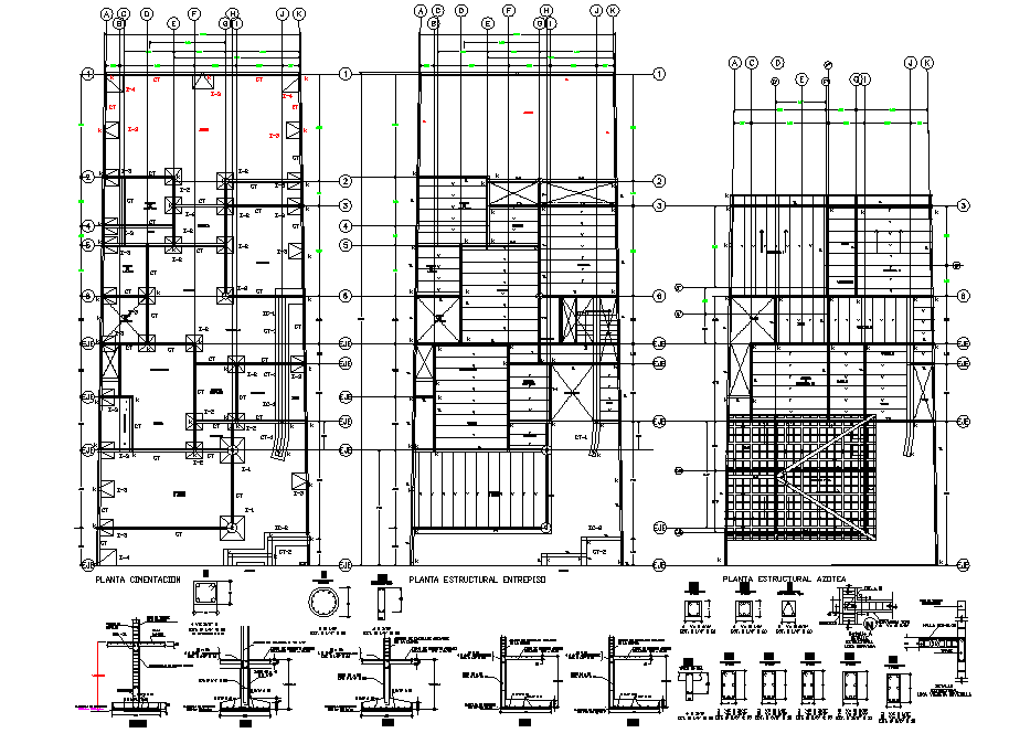 Foundation plan and section detail autocad file