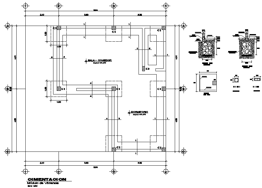 Foundation plan and section detail autocad file