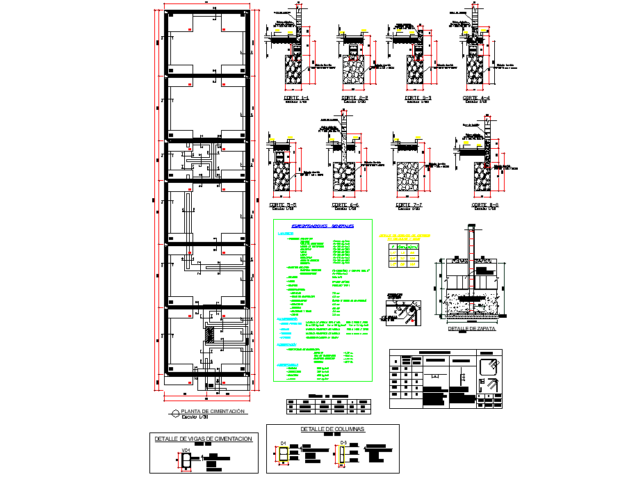Foundation plan and section detail dwg file