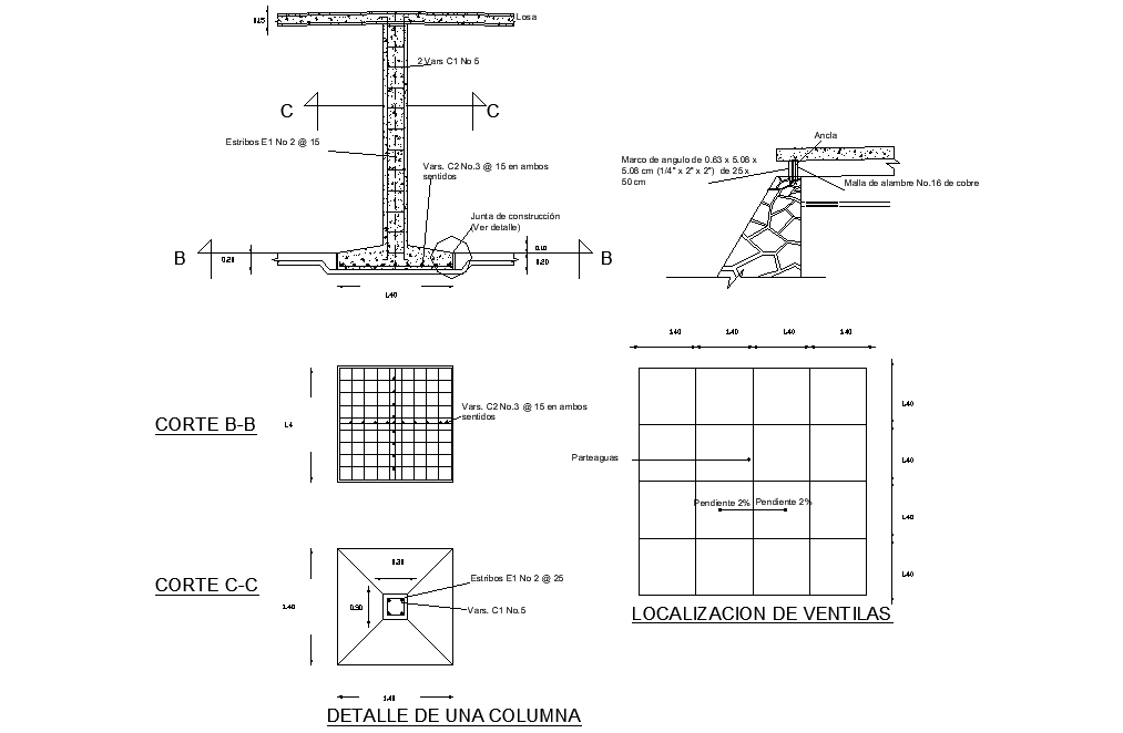 Foundation plan and section detail dwg file