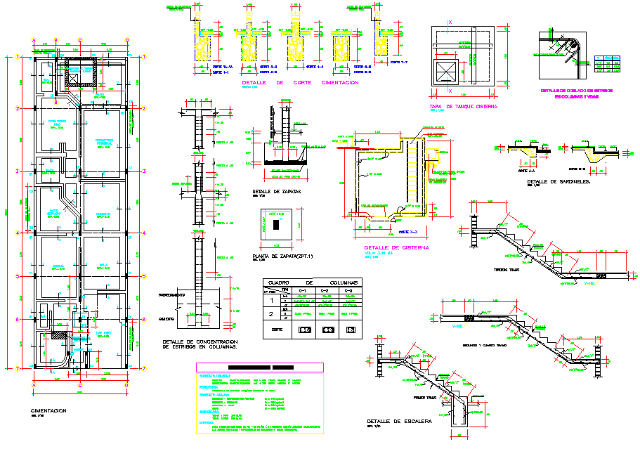 Foundation plan and section detail dwg file
