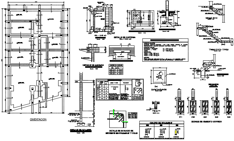 Foundation plan and section detail dwg file